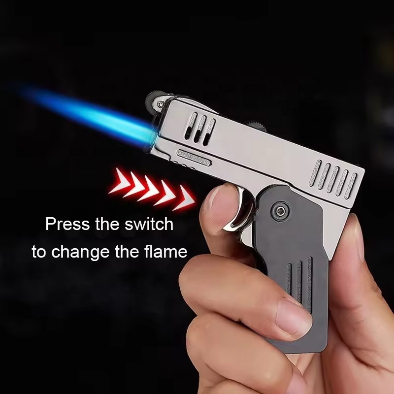 Zinc Alloy Lighters New Revolver Lighter Metal Revolver Gas Gun Pistol Gun Lighter Pistol