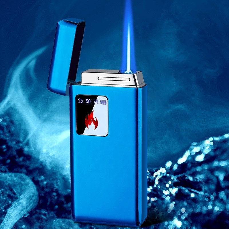 Factory Wholesale Cool Electric and Gas encendedores Dual Use Touch Sensor Blue Flame Jet Torch Lighter