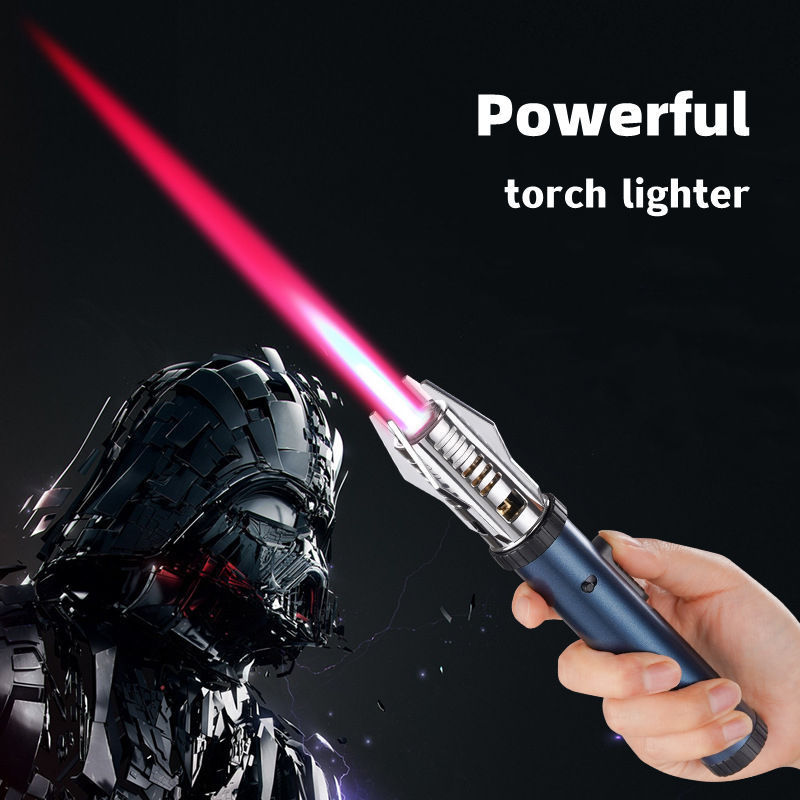 KY Newest Metal Turbo Butane Outdoor Windproof Straight Fire Cigar Barbecue Torch Lighters Jet Flame