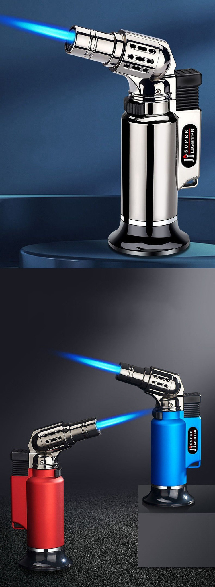 KY Torch Lighter Classic Jet Flame Gun Shaped Kitchen Cooking BBQ Refillable Windproof Gas Lighter