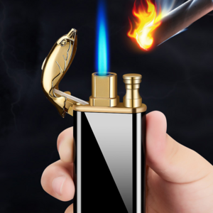 KY Hot Selling Creative Luminous Double Flame Dragon Head Windproof Cigarette Metal Butane Lighter