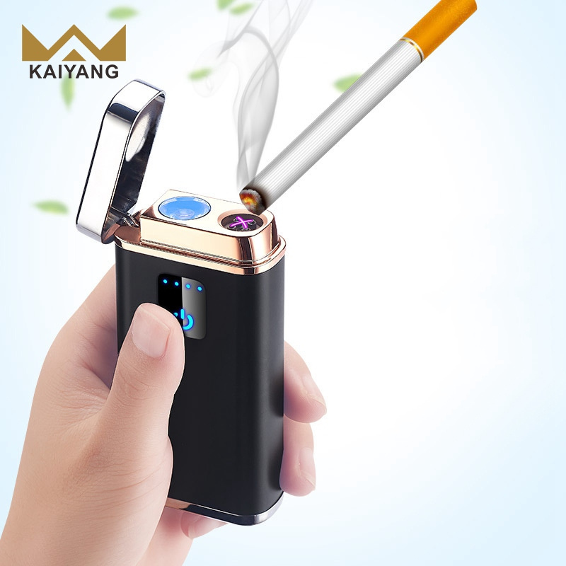 simple cigarette rechrabil dual arc  igniter electric lighter  power bank with flashlight usb rechargeable