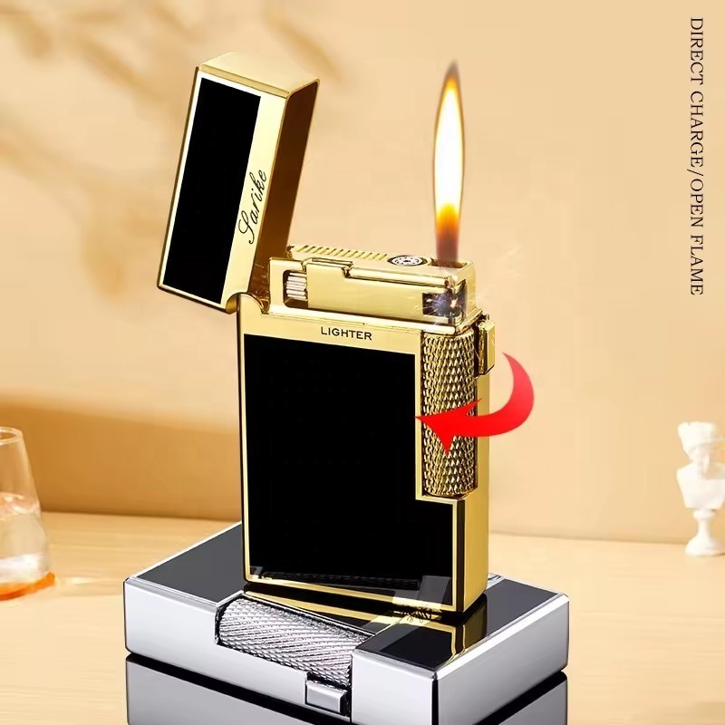 Classical Metal Butane Fuel Refillable Cigar Igniter Dual Flame Minimalist Torch Lighter Butane