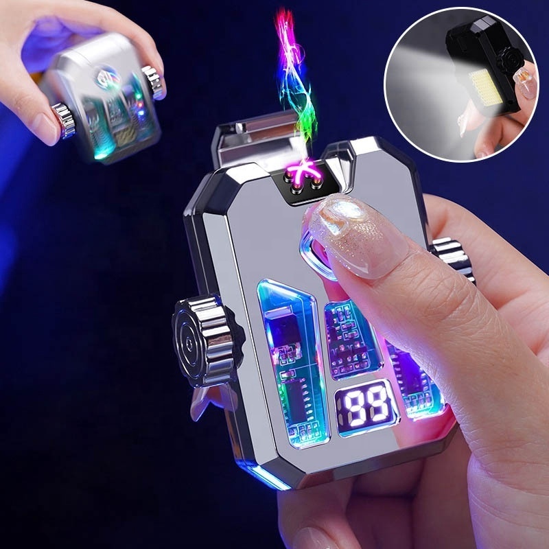 Online Products 2024 Colorful LED Lights USB Rechargeable Mecha Style Electric Fidget Spinner Lighter