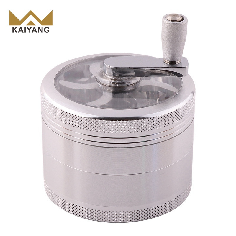 KY 63mm Hand Crank Herbal Crusher Tobacco Smoke Manual Zinc Alloy Luxury Herb And Spice Grinder