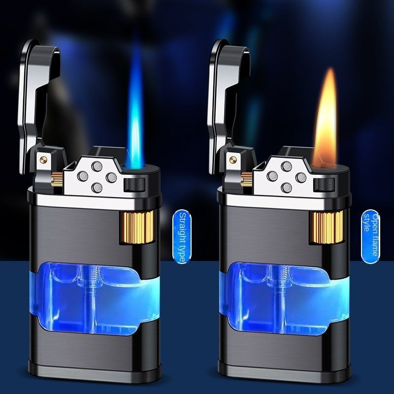 KY New Refilled Gas Lighter Metal Turbo Unusual Creative Windproof Butane Outdoor Cigar Jet Torch Lighter