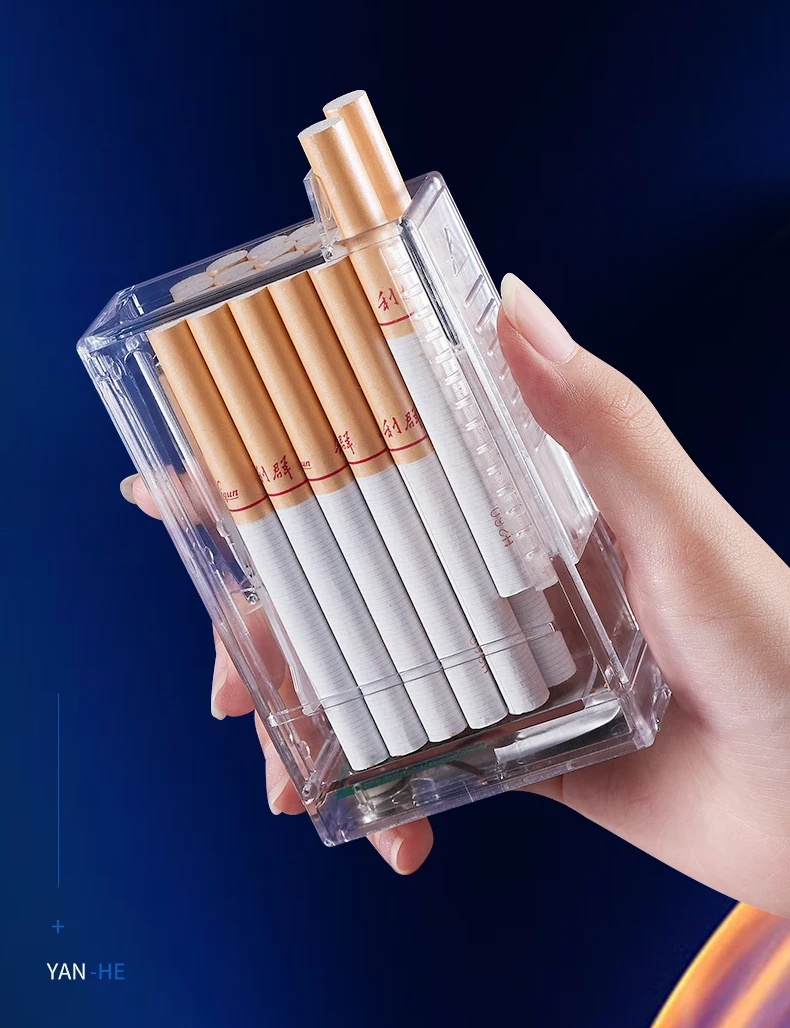 Cigarette Case Lighter All-In-One Charging Creative Transparent Automatic Cartridge Cigarette Case 20 Pieces Electric Lighter