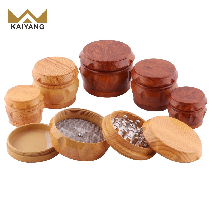 KY Resin Wood Cigarette Tobacco Grinder 4 Layers Grinding Machine Smoke Spice Crusher Dry Herb Grinder