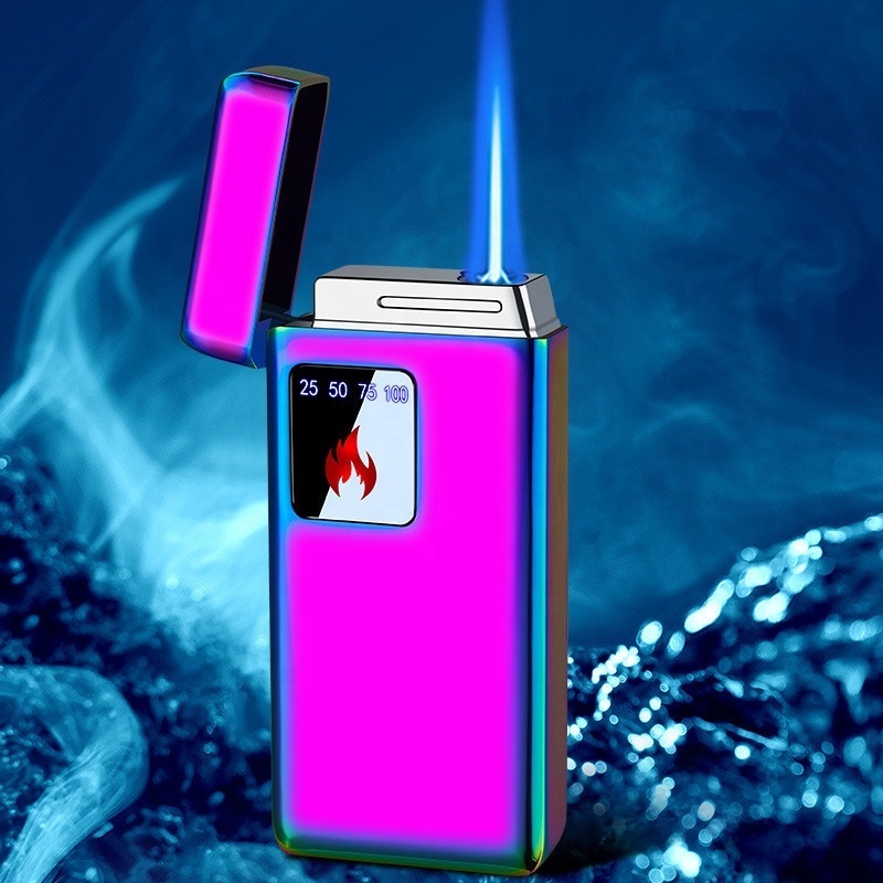 Factory Wholesale Cool Electric and Gas encendedores Dual Use Touch Sensor Blue Flame Jet Torch Lighter