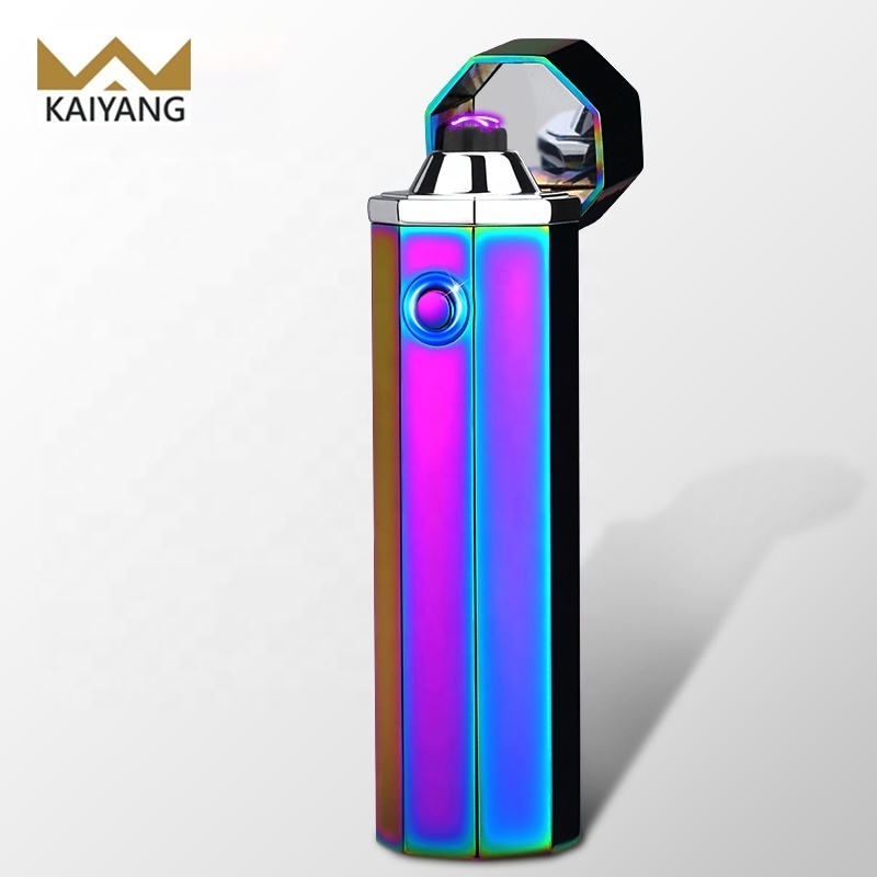 Dual Arc Windproof Luxury Metal Rainbow Color Flame Torch Lighter