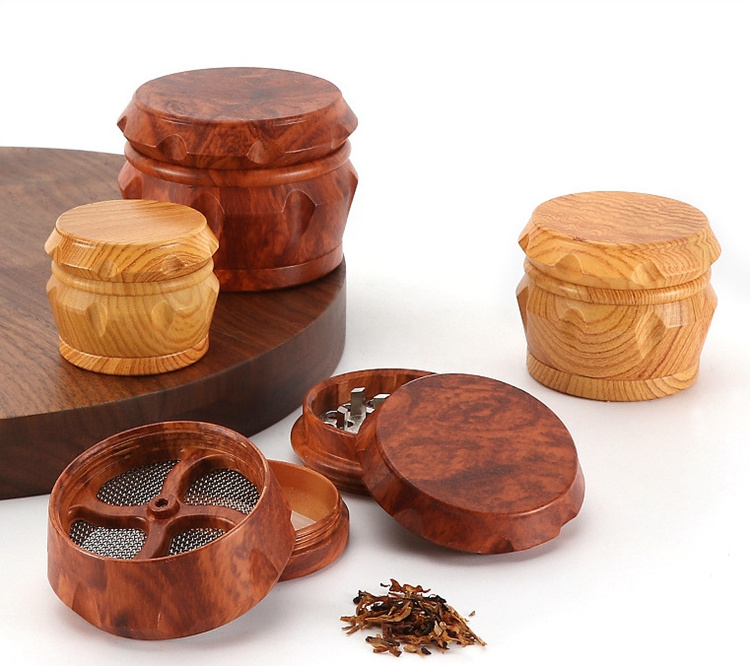 KY Resin Wood Cigarette Tobacco Grinder 4 Layers Grinding Machine Smoke Spice Crusher Dry Herb Grinder