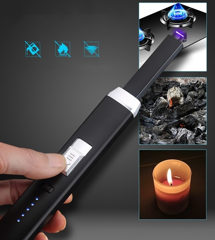 KY Long Handle Outdoor Camping Portable BBQ Candle Grill Usb Charging Metal Electric Lighter for Kitchen