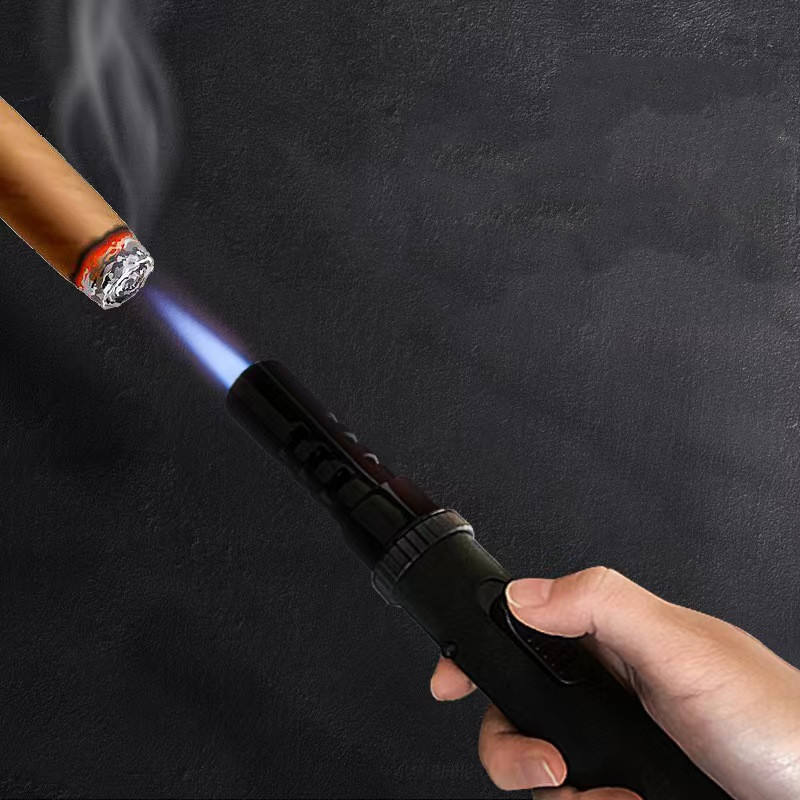 KY 2024 New Outdoor Metal Windproof Butane Gas Straight Flame Ajustable Camping BBQ Jet Torch Lighter