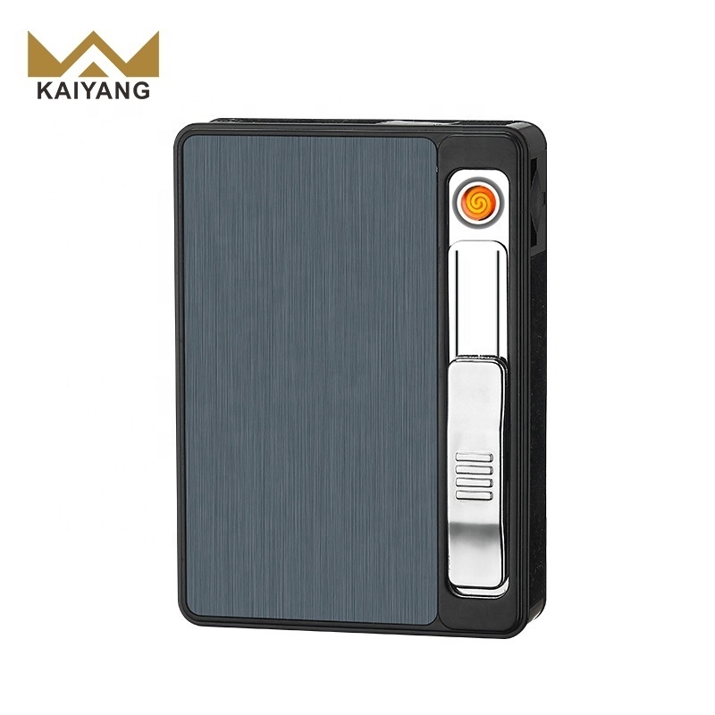 KY New Classic Men's Usb Lighter Electronic Automatic Pop Up Aluminum Vintage Lighter Cigarette Case