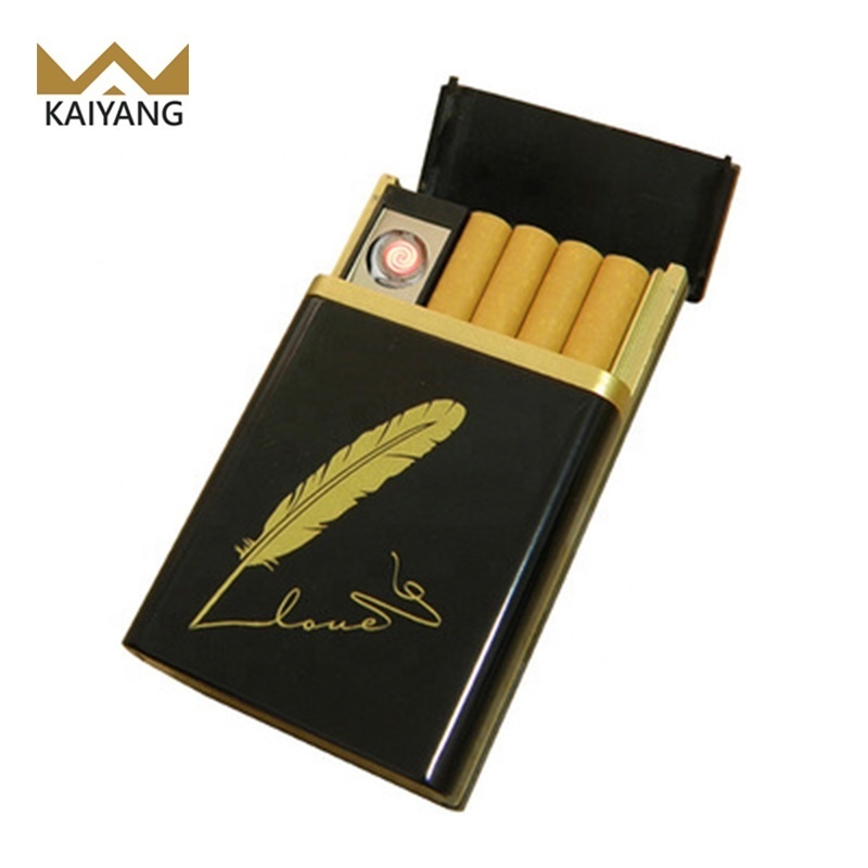 2017 fashion automatic lighter stainless steel usb cigarette case with lighter for20 cigarettes lighters antique cigarette case