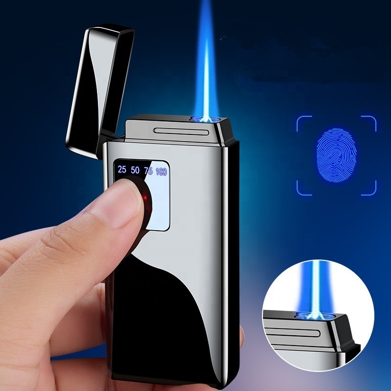 Factory Wholesale Cool Electric and Gas encendedores Dual Use Touch Sensor Blue Flame Jet Torch Lighter