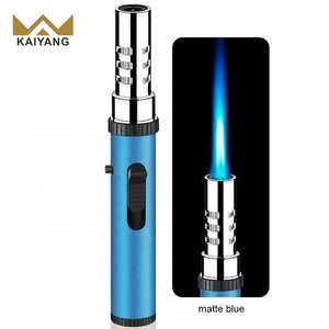 Popular High Quality Metal Gun Blue Flame Fixed And Adjustable Flame Gun Refillable Butane Torch Lighters