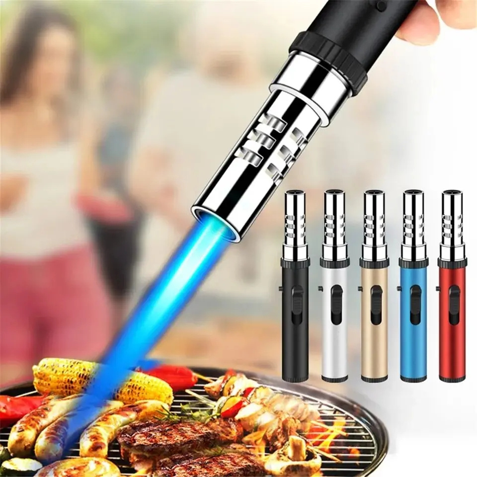 KY Windproof Metal Customizable Refillable Gas Butane Spray Gun BBQ Kitchen Metal Cigar Lighter Torch