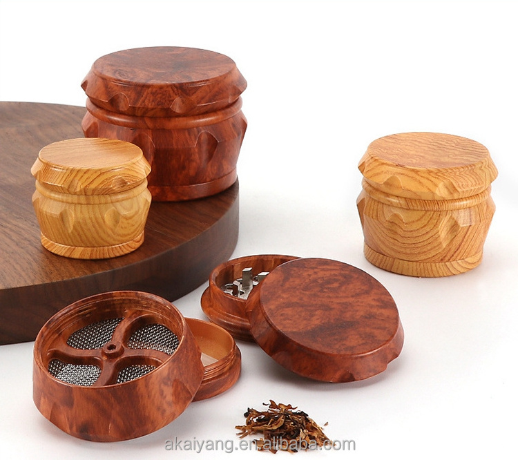 KY Resin Wood Cigarette Tobacco Grinder 4 Layers Grinding Machine Smoke Spice Crusher Dry Herb Grinder