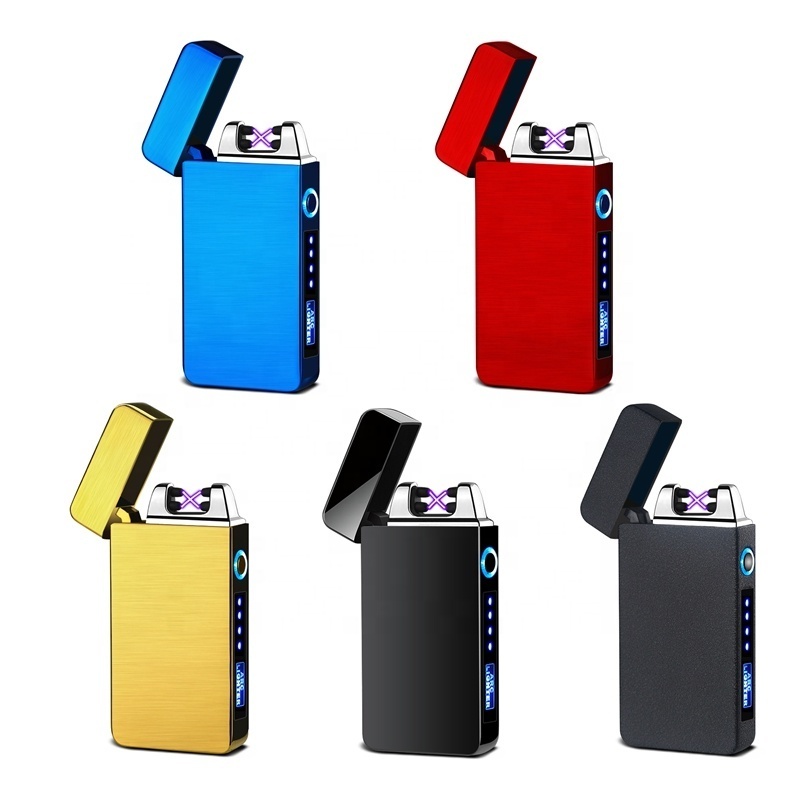 Windproof Dual Arc USB Lighter LED Power Display Plasma X Cigarette Lighter Tesla Rechargeable Electric Lighter