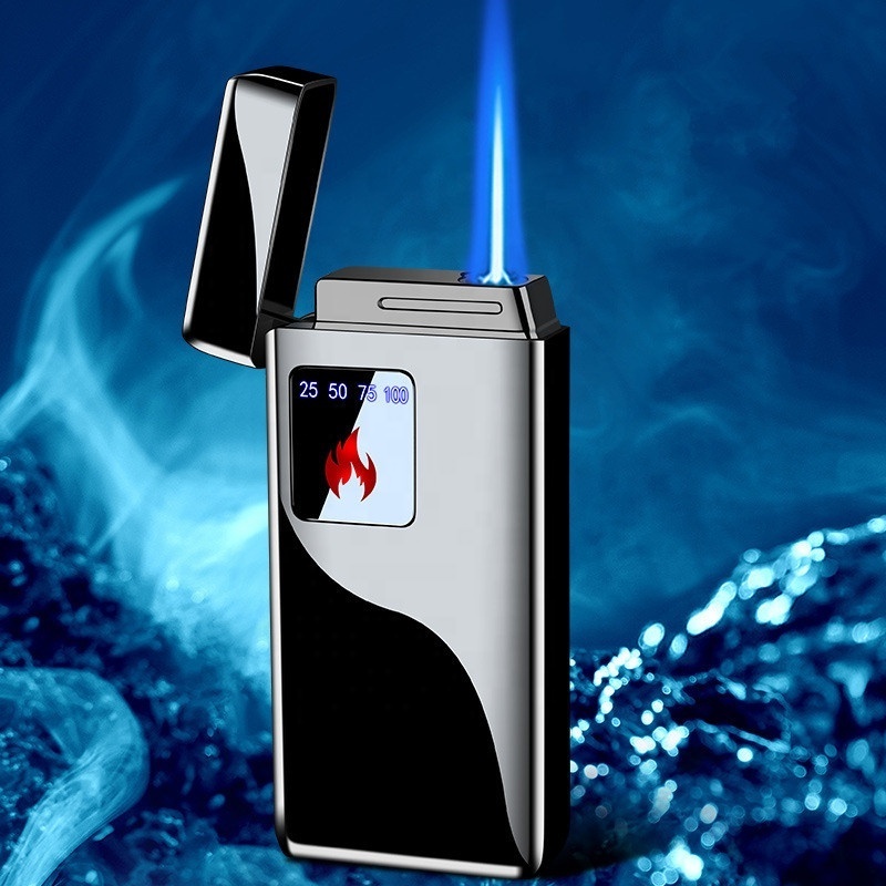 Factory Wholesale Cool Electric and Gas encendedores Dual Use Touch Sensor Blue Flame Jet Torch Lighter