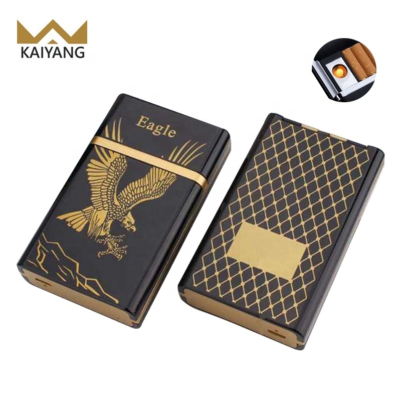 2017 fashion automatic lighter stainless steel usb cigarette case with lighter for20 cigarettes lighters antique cigarette case