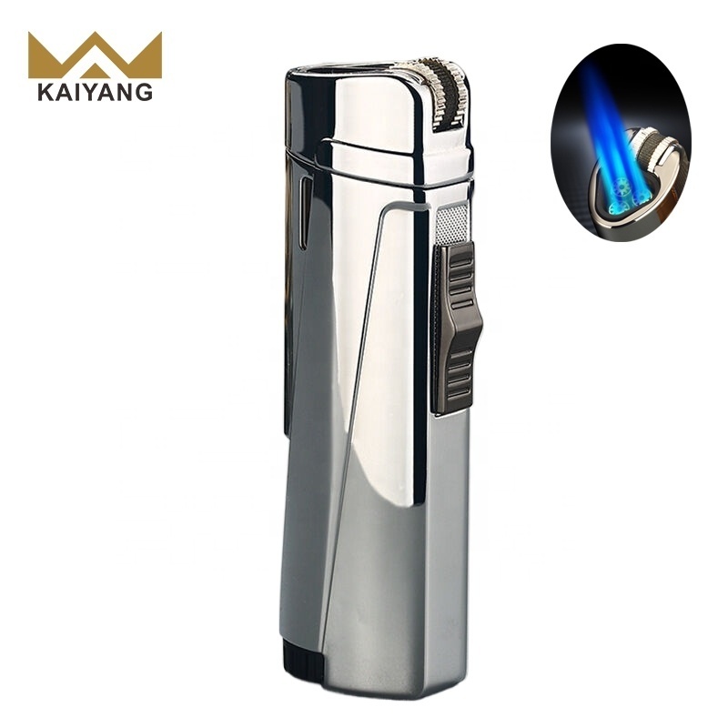 Cigarette Torch Lighter High-end Custom Windproof Powerful Triple Flame Flint Metal Lighters For Father's Gift