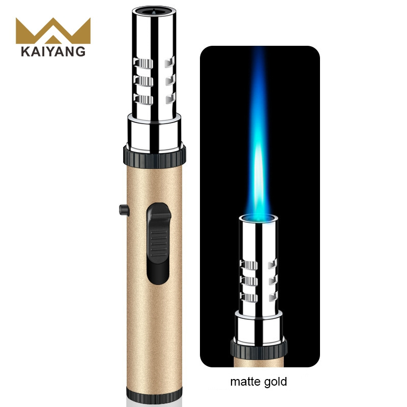 KY Windproof Refillable Butane Gas Elegant Single Flame Jet Pen Gun BBQ Candle Metal Cigar Lighter Torch