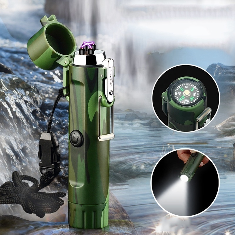 Best Selling Survival Accessories Novelty Explorer Flashlight Electronic Lighter Plasma Outdoor USB