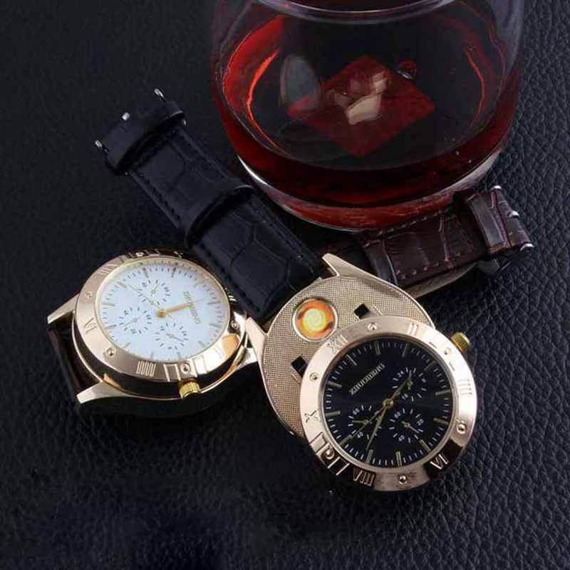 Men's Luxury Wristwatch lighter Smoking Decorative Electronic Lighter Watch For Cigarette New Year Gifts