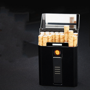 KY Portable 2 in 1 Lighter Smoke Case 20pcs Usb Rechargeable Electronic Aluminum Cigarette Box Case