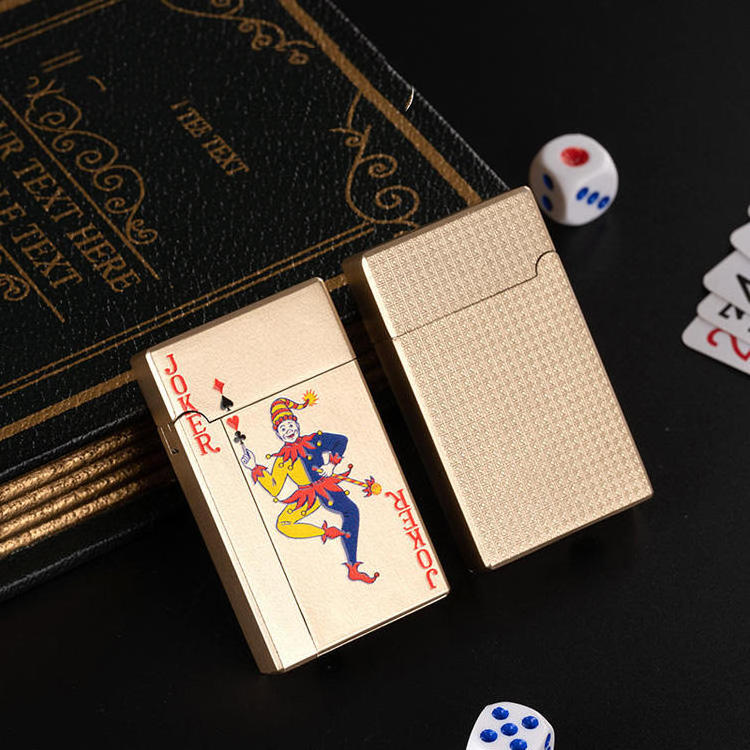 KY New Design Portable Playing Card Poker Inflatable Gas Butane Wholesale Cigar Zinc Alloy Torch Lighter