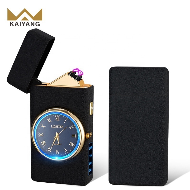 USB Rechargeable Plasma Lighters Unique Smoking Flameless Arc Pulse Custom Torch Lighter With Watch