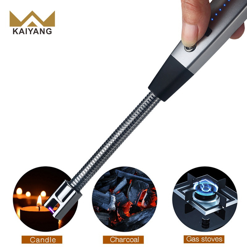 KY Kitchen Pulse Igniter Gas Stove Long Handle Usb Charging Windproof BBQ Candle Metal Lighters Electric