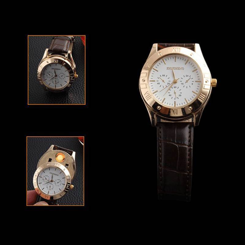 Men's Luxury Wristwatch lighter Smoking Decorative Electronic Lighter Watch For Cigarette New Year Gifts