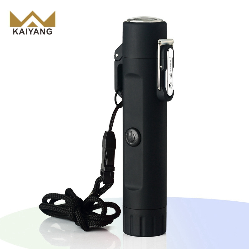 KY Best Quality Emergency Survival Waterproof Double Arc Charging Outdoor Plasma Usb Lighter with Flashlight