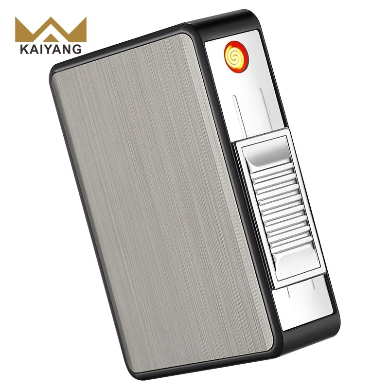 KY 2024 New Classical 20pcs Fancy Electric Premium Aluminum Alloy Cigarette Case with Usb Lighter