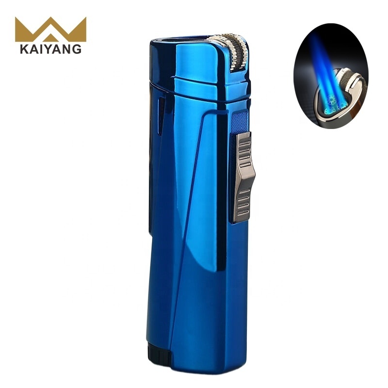 Cigarette Torch Lighter High-end Custom Windproof Powerful Triple Flame Flint Metal Lighters For Father's Gift