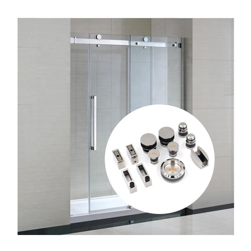 Square Pipe Stainless Steel Frameless Shower Enclosure Glass Sliding Shower Door Hardware Slider Kit