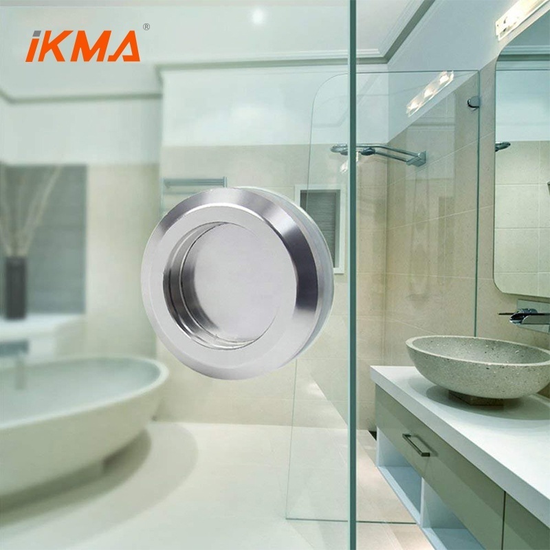 High quality round shape polish glass shower door Bathroom Glass Flush Door Knob