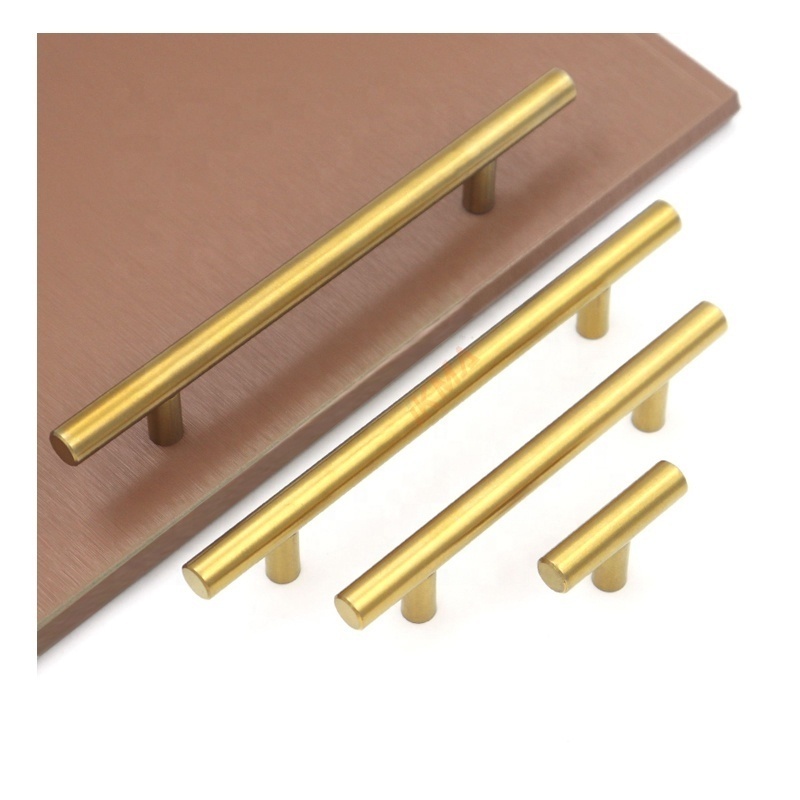 Satin brass polished gold  kitchen cabinet handle Drawer Sideboard Wardrobe Closet Pulls Furniture Metal Hardware Accessories