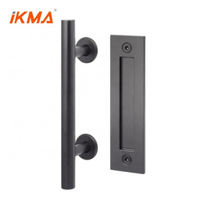 Wooden door black double sided push pull handle barn door handle