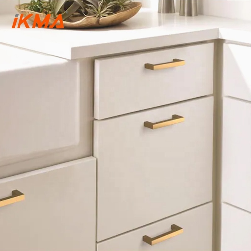 Modern Bedroom Gold Square Bar Drawer Pulls and Knobs Fittings Brass Kitchen Cabinet Furniture Handles Stainless Steel Office