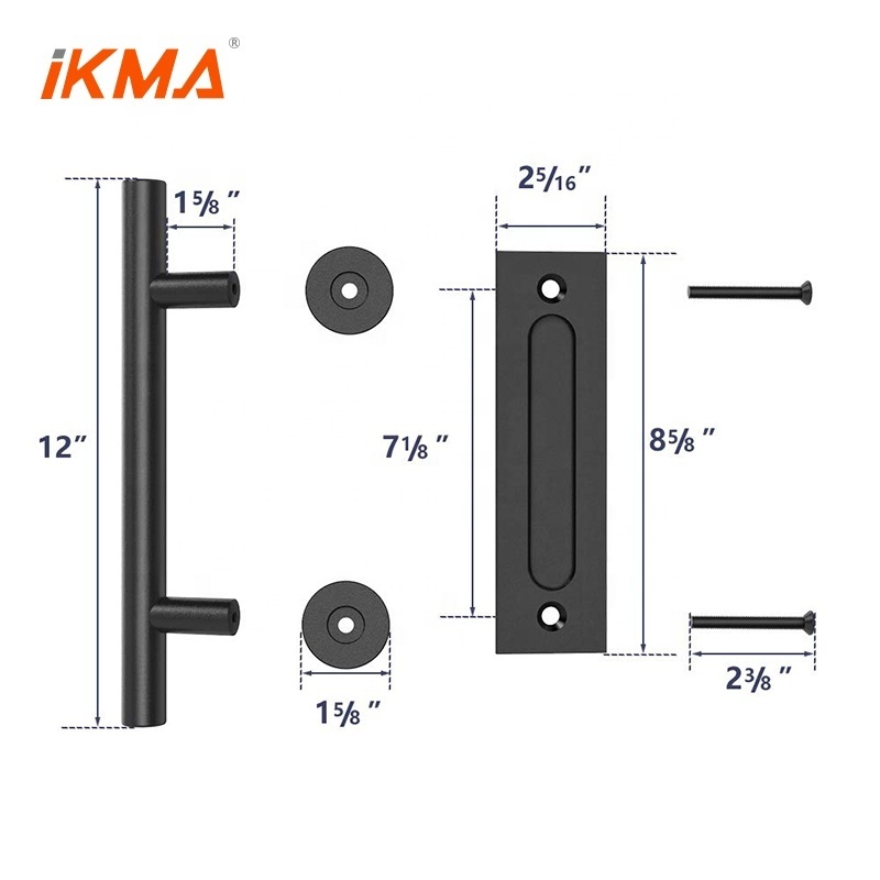 Wooden door black double sided push pull handle barn door handle