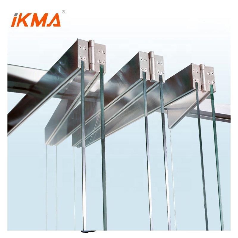 IKMA Aluminium Sliding Doors Double frameless tempered glass folding door hardware