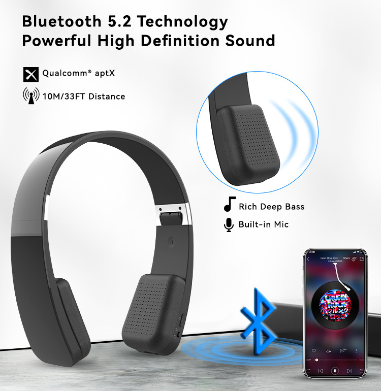 Bluetooth Over Ear Headphones with Built-in Mic Stereo Wired Headsets for iPhone