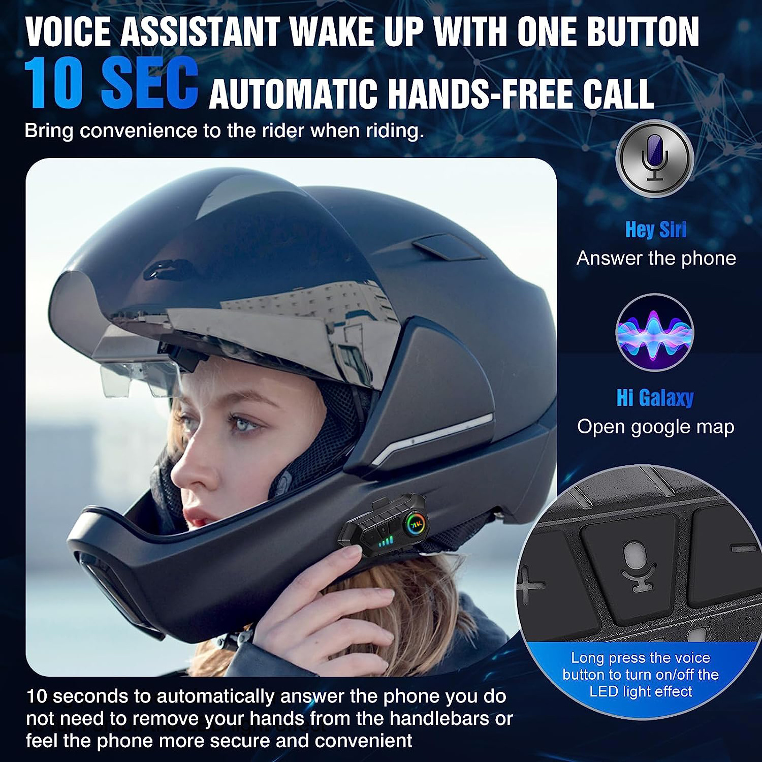 Hot Sale Bluetooth V5.3 Motorcycle Helmet Wireless Headset IPX6 Waterproof for Riders