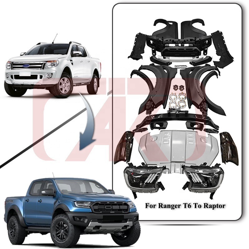 Promotion Upgrade body kit facelift bumper wide fender flares body kit for ford ranger T6 T7 T8 to raptor