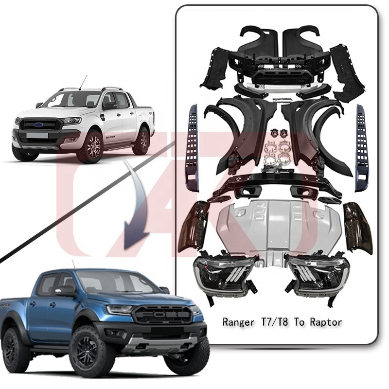 Promotion Upgrade body kit facelift bumper wide fender flares body kit for ford ranger T6 T7 T8 to raptor