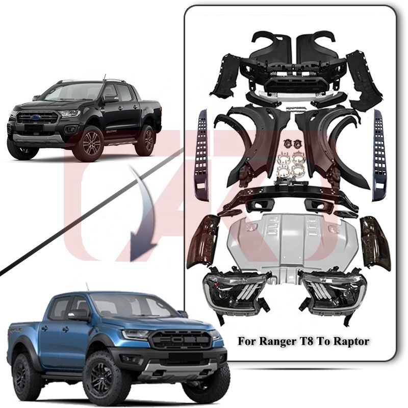 Promotion Upgrade body kit facelift bumper wide fender flares body kit for ford ranger T6 T7 T8 to raptor